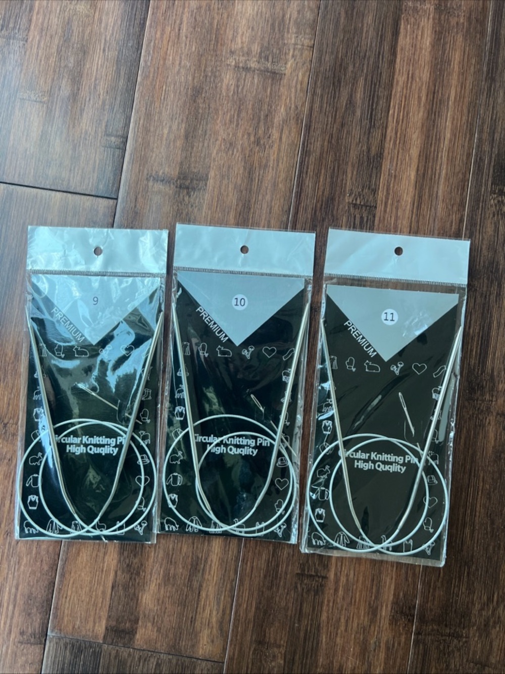 3 Premium Addi Circular Knitting Pin Needles US Sizes 9 ~ 10 ~ 11 Metal